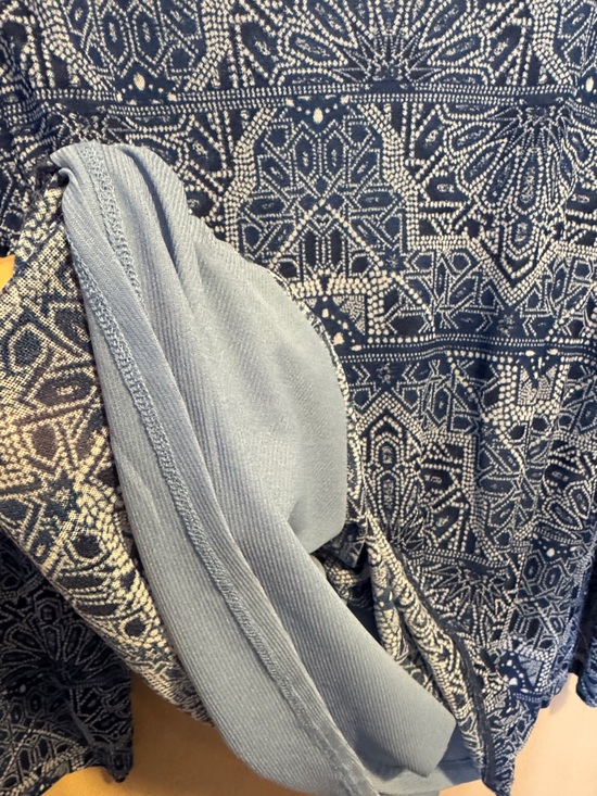 Chico's Navy and Light Blue Geometric Print Long-Sleeve Top - Picture 5 of 5